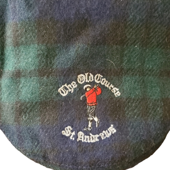 ST Andrews Old Course Golf navy tartan plaid flat hat XL - Picture 5 of 5
